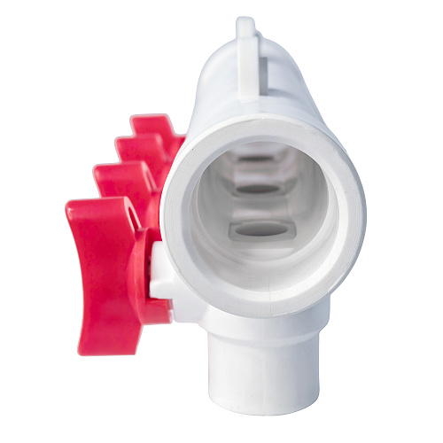 Коллектор с шаровым краном красный PPR 32х20/4,  белый, RTP