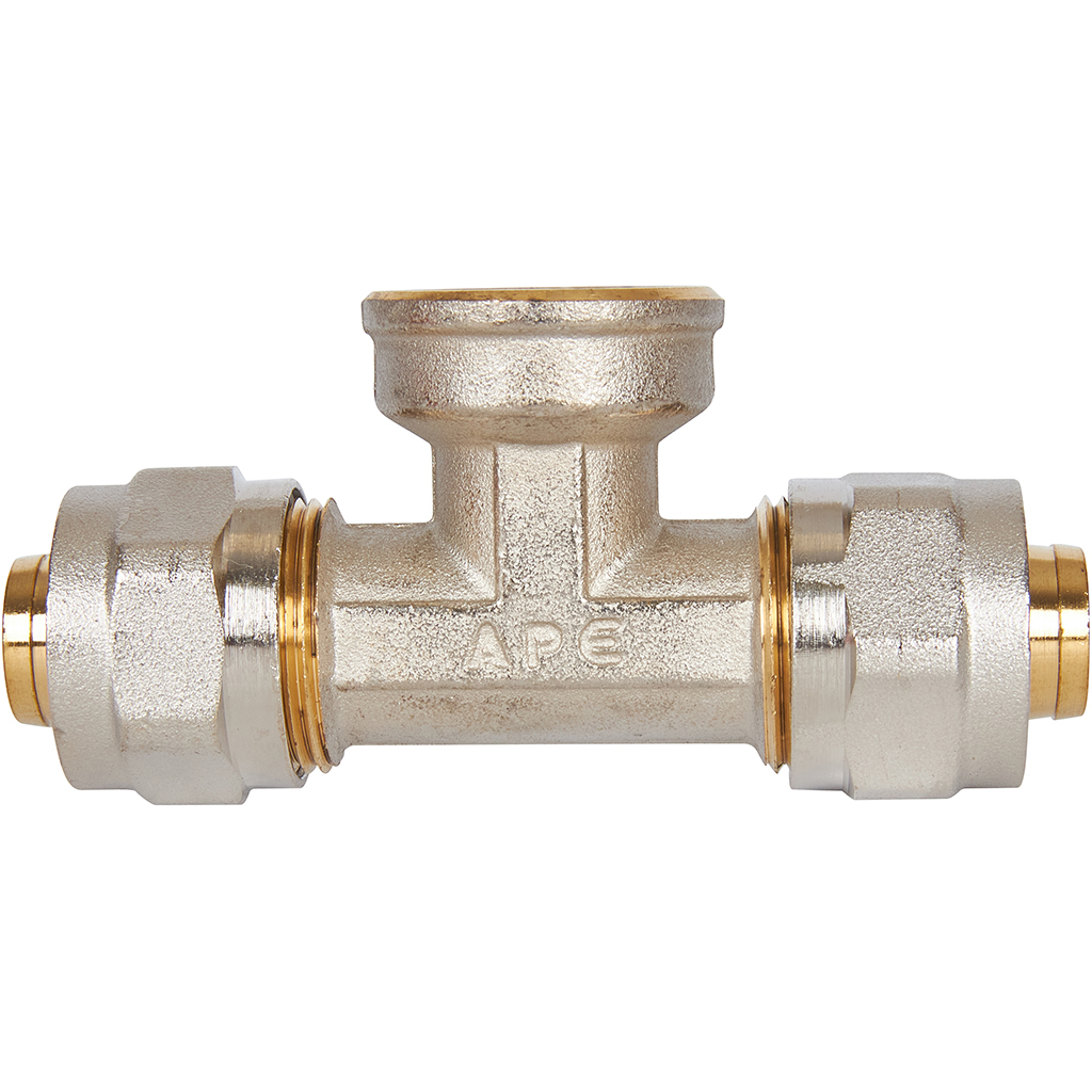 Тройник-переходник STOUT с внутренней резьбой 3/4 х20 для металлопластиковых труб винтовой, SFS-0012-003420