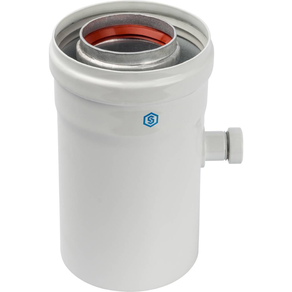 Элемент дымохода STOUT конденсатосборник горизонт. DN60/100, п/м уплотнения в компл. с лого., SCA-6010-000102