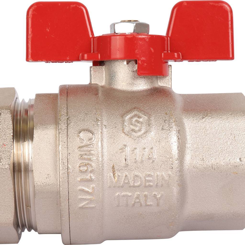 Кран шаровой STOUT полнопроходной с американкой , ВР/НР, ручка бабочка 1 1/4 (EPDM), SVB-1007-000032