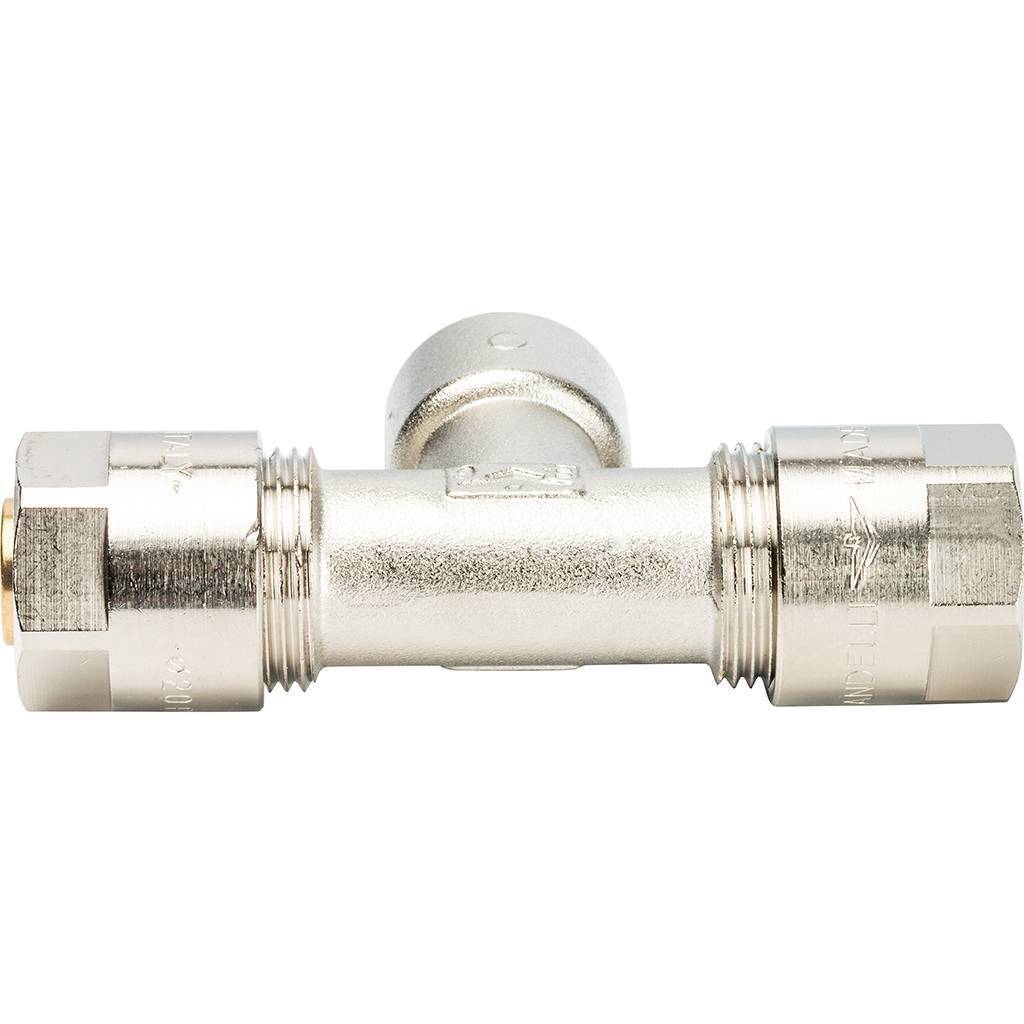 Тройник с внутр.резьбой Prandelli Multyrama (20х2,0х1/2) для металлопластиковых труб винтовой, 103.08.52.0