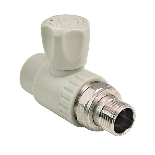 Кран шаровой для радиатора прямой PPR 20х1/2,  серый, РТП