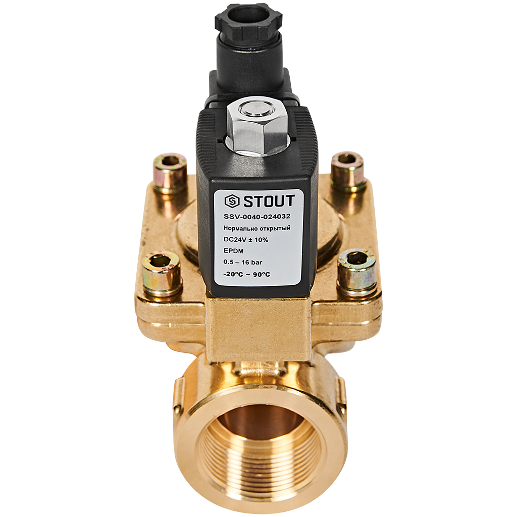 Клапан соленоидный (электромагнитный) STOUT непрямого (пилотного) действия НО 24В G1 1/4 SSV-0040-024032