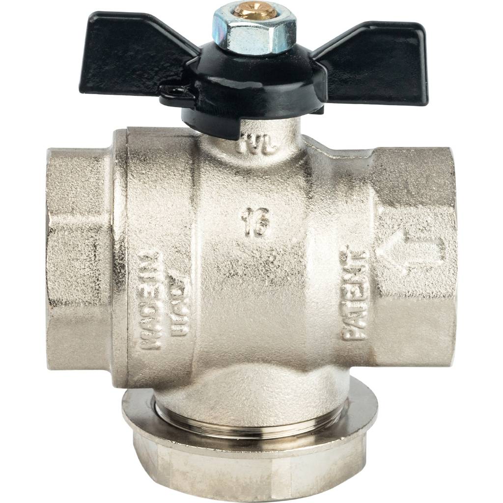 Кран шаровой STOUT с фильтром 1 (ручка-бабочка), SVF 0002 000025