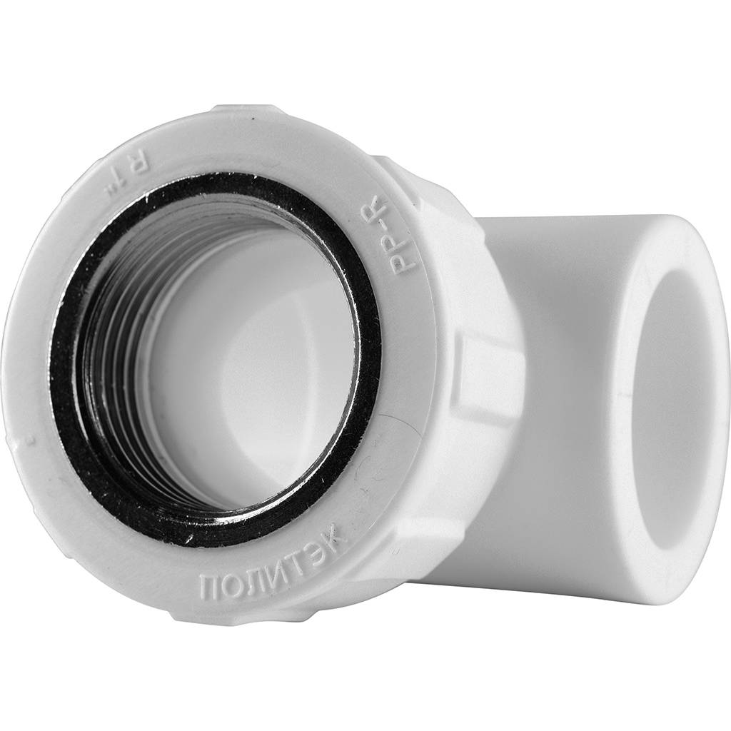 Тройник Политэк 32х1 с внутренней резьбой для полипропиленовых труб под сварку (цвет белый)
