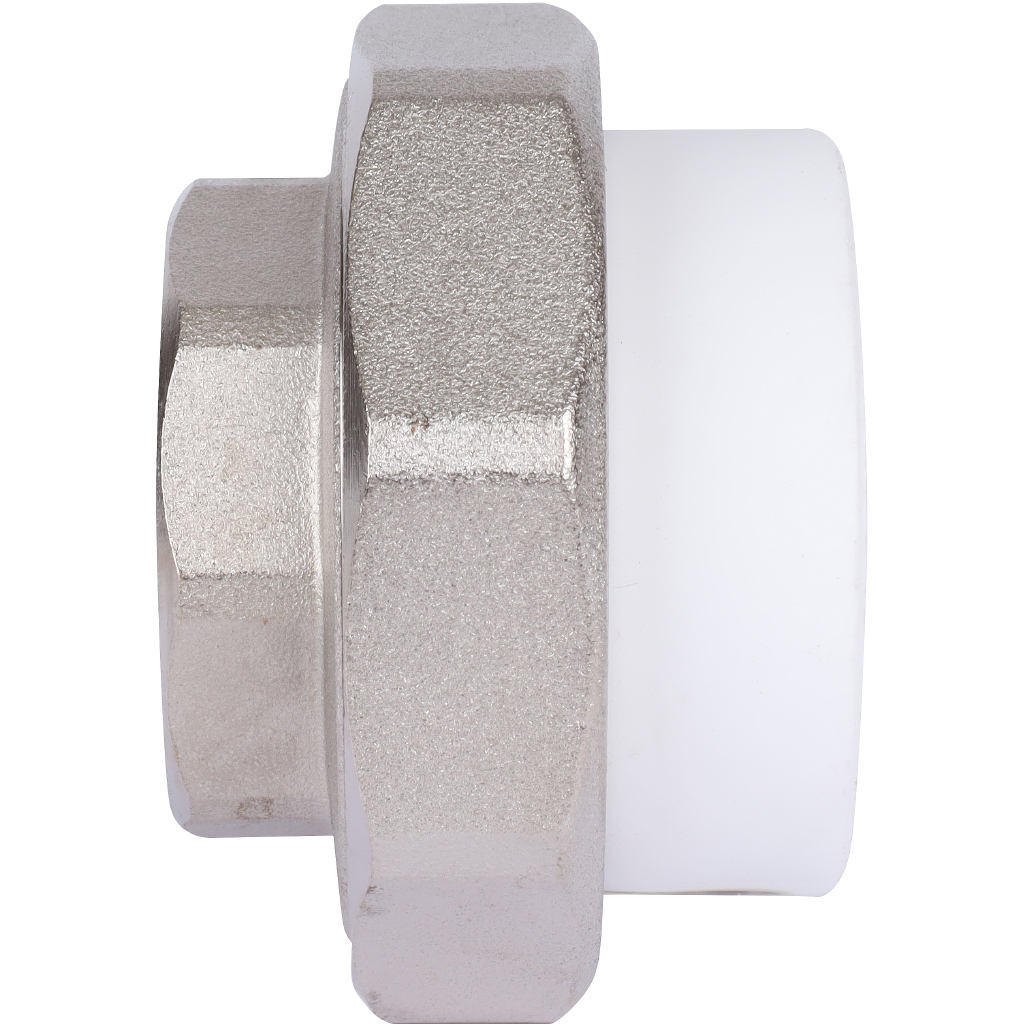 Муфта разъемная Политэк 50х1 1/2 с внутренней резьбой для полипропиленовых труб под сварку (цвет белый)