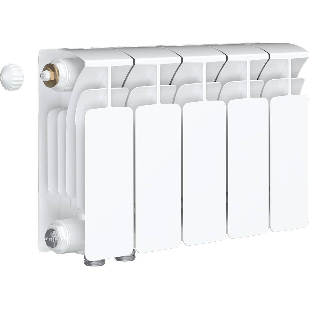 Радиатор биметаллический RIFAR BASE VENTIL 200 BVL 5 секций нижнее левое подключение (белый RAL 9016), 1RB20.VL-5