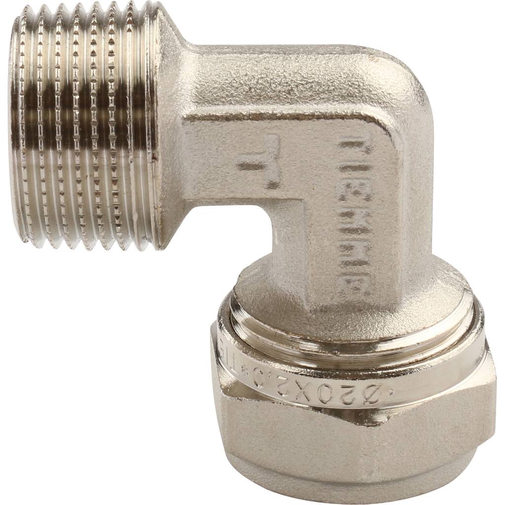 Угольник TIEMME с наружной резьбой (20х2.0х3/4) для металлопластиковых труб винтовой, 1600028