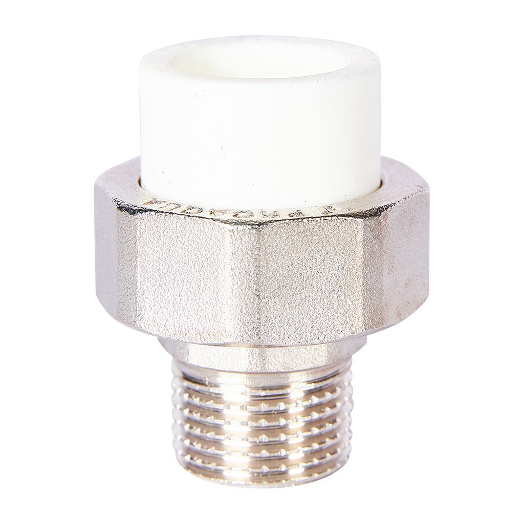 Муфта комбинированная Pro Aqua d=20-1/2 PP-R разъемная (американка) УСИЛЕННАЯ НР Белая, PA21008S