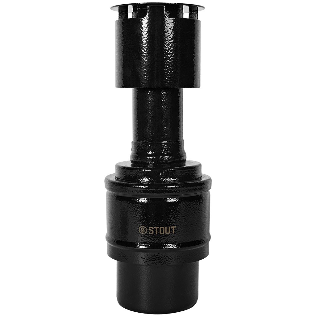 STOUT SCR-6010-800012 STOUT Оголовок вертикальный с ветрозащитой традиц. коакс. D60(п)/100(п) ЧЕРНЫЙ узкий, SCR-6010-800012