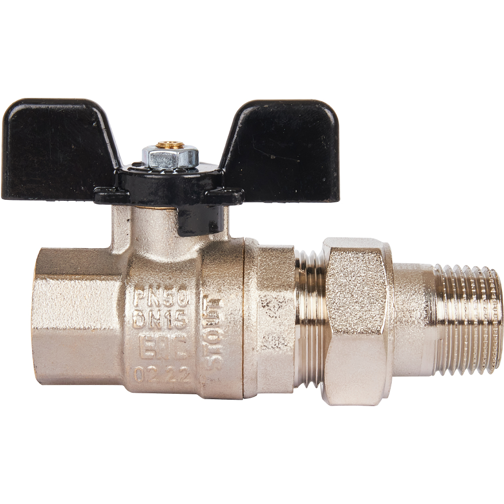 Кран шаровой полнопроходной STOUT ВР/НР, ручка бабочка 1/2, американка, SVB-0007-000015