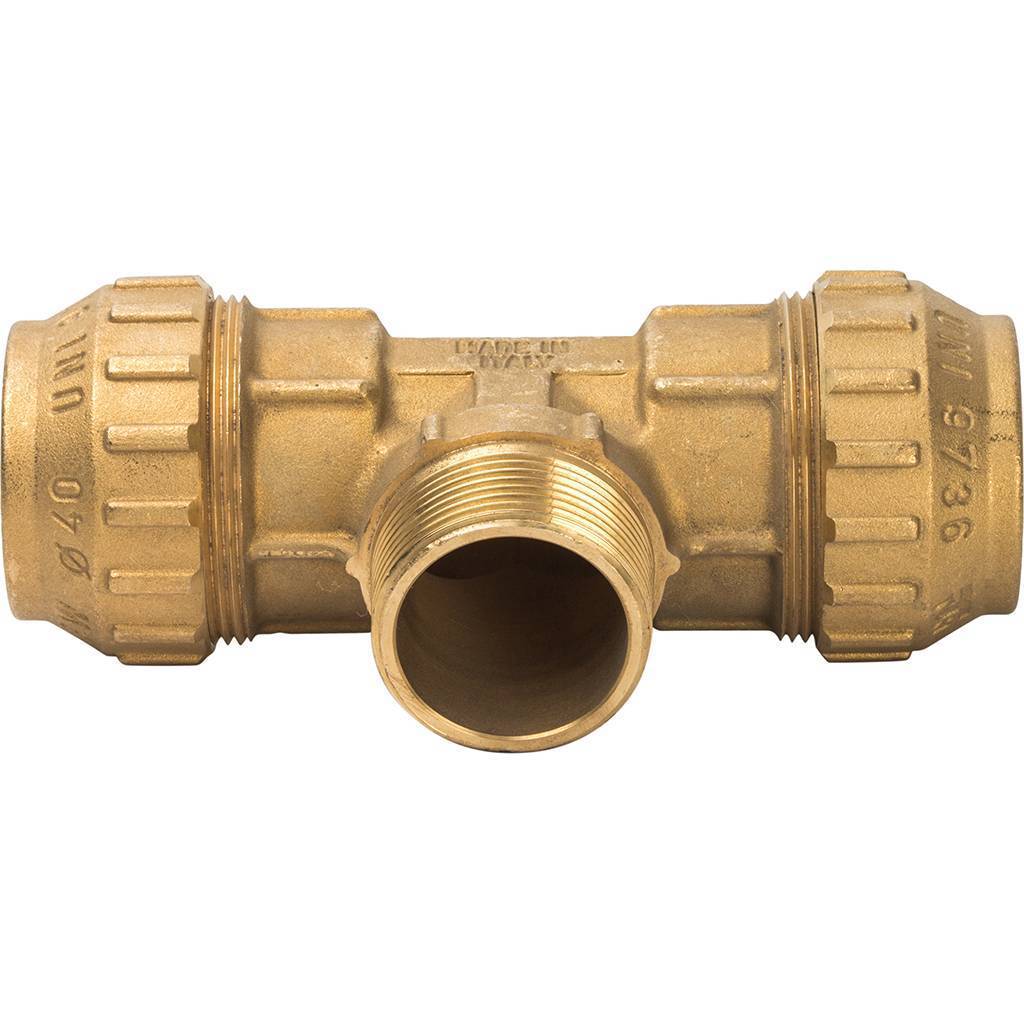 Тройник TIEMME с наружной резьбой 40х1 1/4х40 для труб ПНД винтовой, 3400075