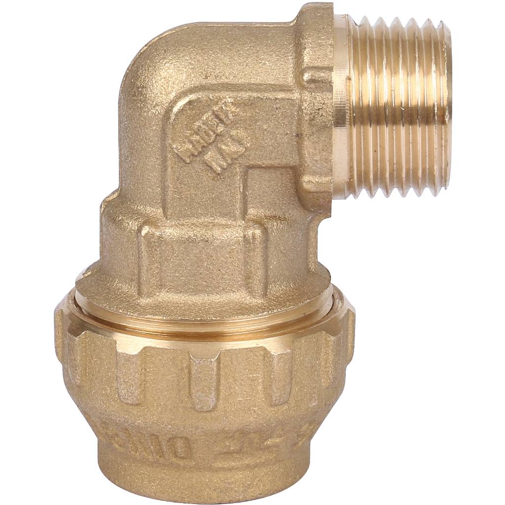 Угольник TIEMME с наружной резьбой 20х1/2 для труб ПНД винтовой, 3400047