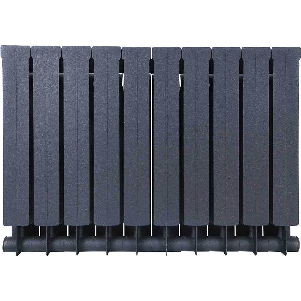 Радиатор биметаллический Global STYLE PLUS 500 10 секции боковое подключение (цвет cod.07 grigio scuro opaco mettalizzato 2748 (черный)), 155265