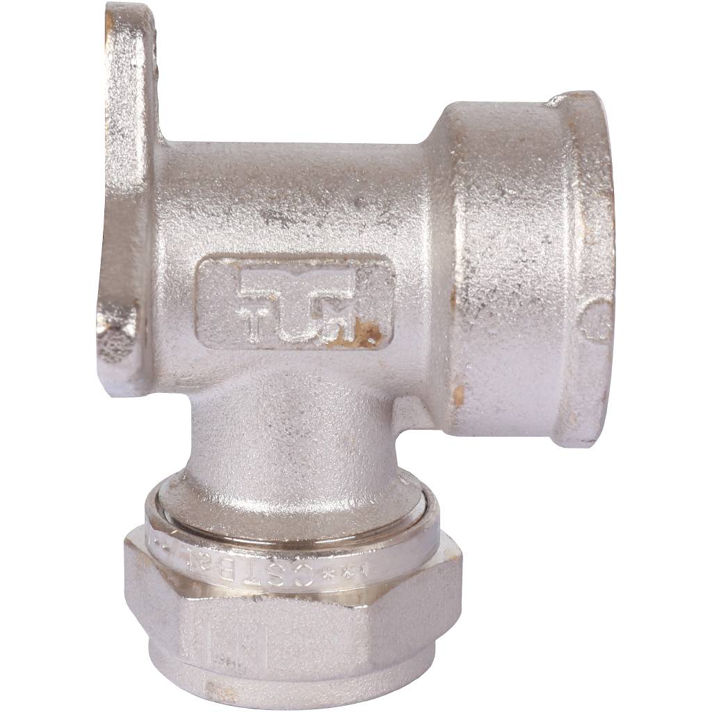 Угольник TIEMME с внутренней резьбой с креплением (20х2.0х3/4) для металлопластиковых труб винтовой, 1600055