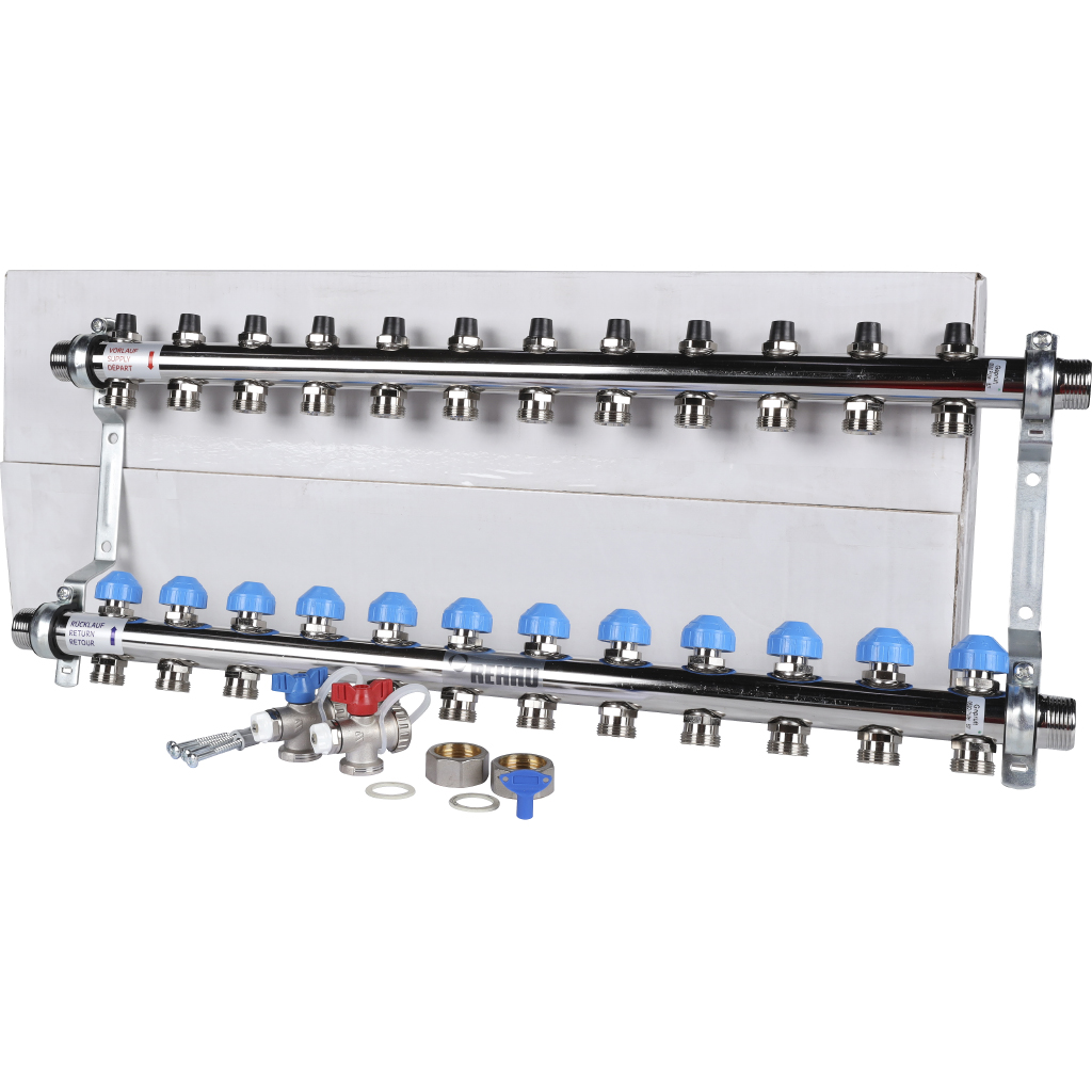 Распределительный коллектор РЕХАУ HKV на 12 контуров (нерж .сталь), 12181211001