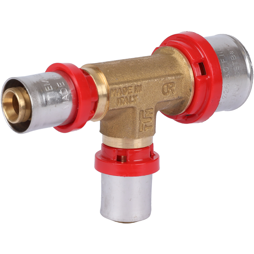 Тройник TIEMME редукционный 26x16x16 для металлопластиковых труб прессовой, 1650102