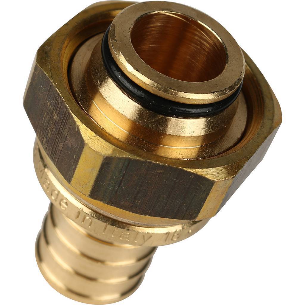 Переходник STOUT с накидной гайкой (евроконус) 20xG 3/4 для труб из сшитого полиэтилена аксиальный, SFA-0034-002034