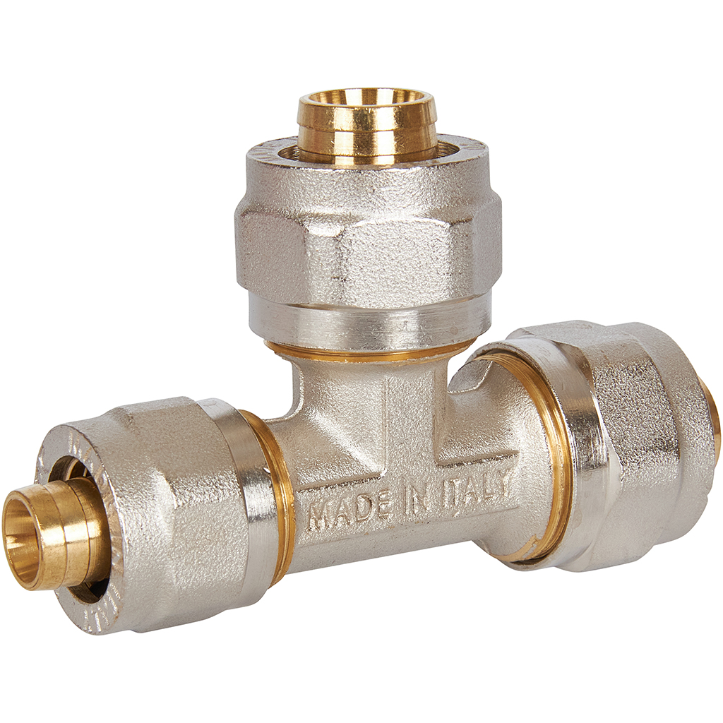 Тройник переходной STOUT 20x20x16 для металлопластиковых труб винтовой, SFS-0010-202016