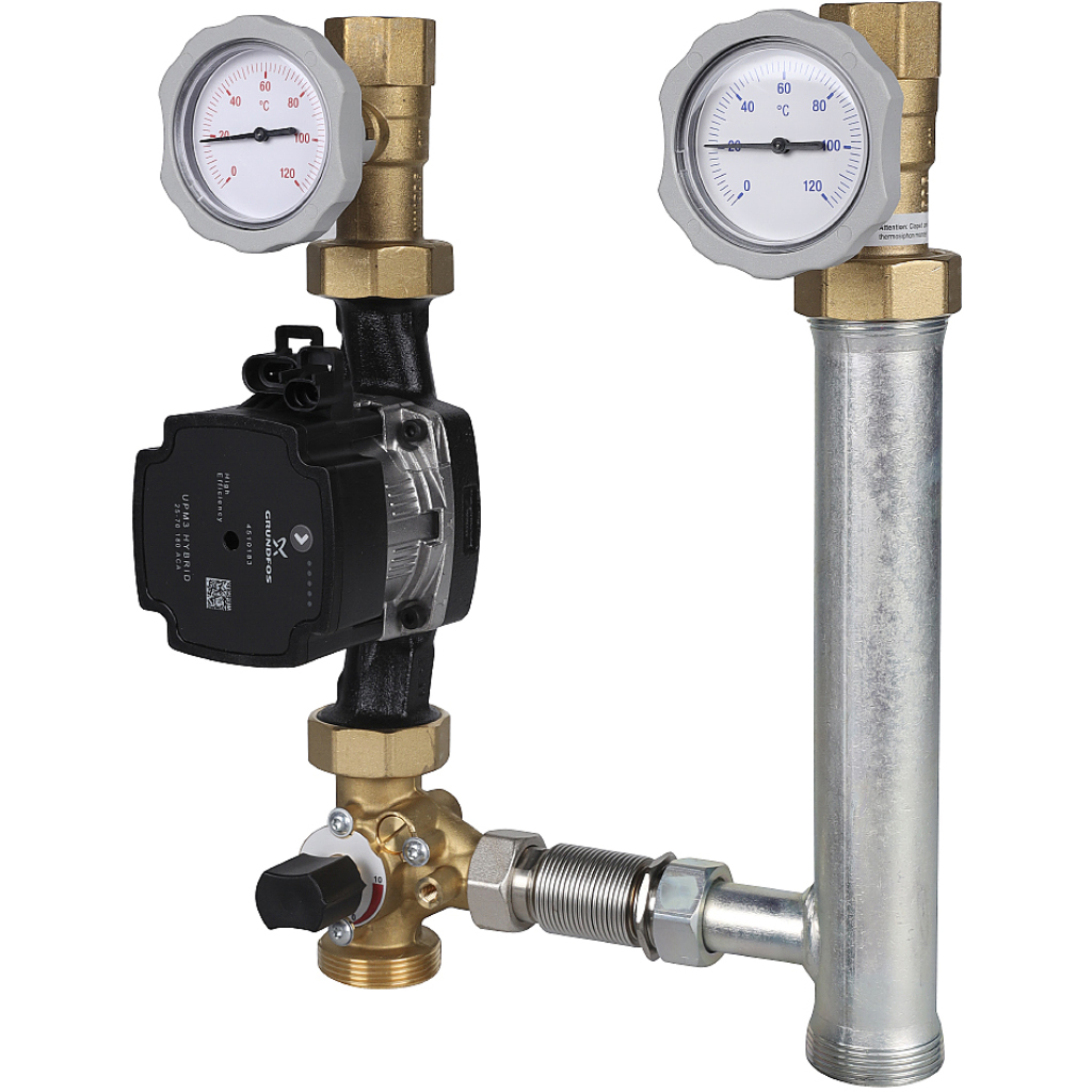 Насосная группа Meibes V-MK 1 с насосом Grundfos UPM3 Hybrid 25-70, со смесителем, подающая линия слева, M66833.36