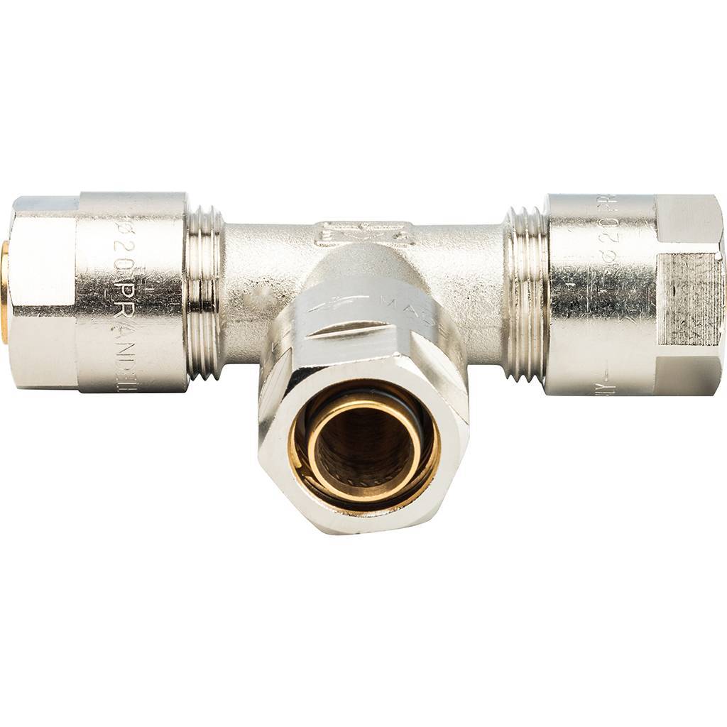 Тройник Prandelli Multyrama (20х2,0) для металлопластиковых труб винтовой, 103.09.12.0