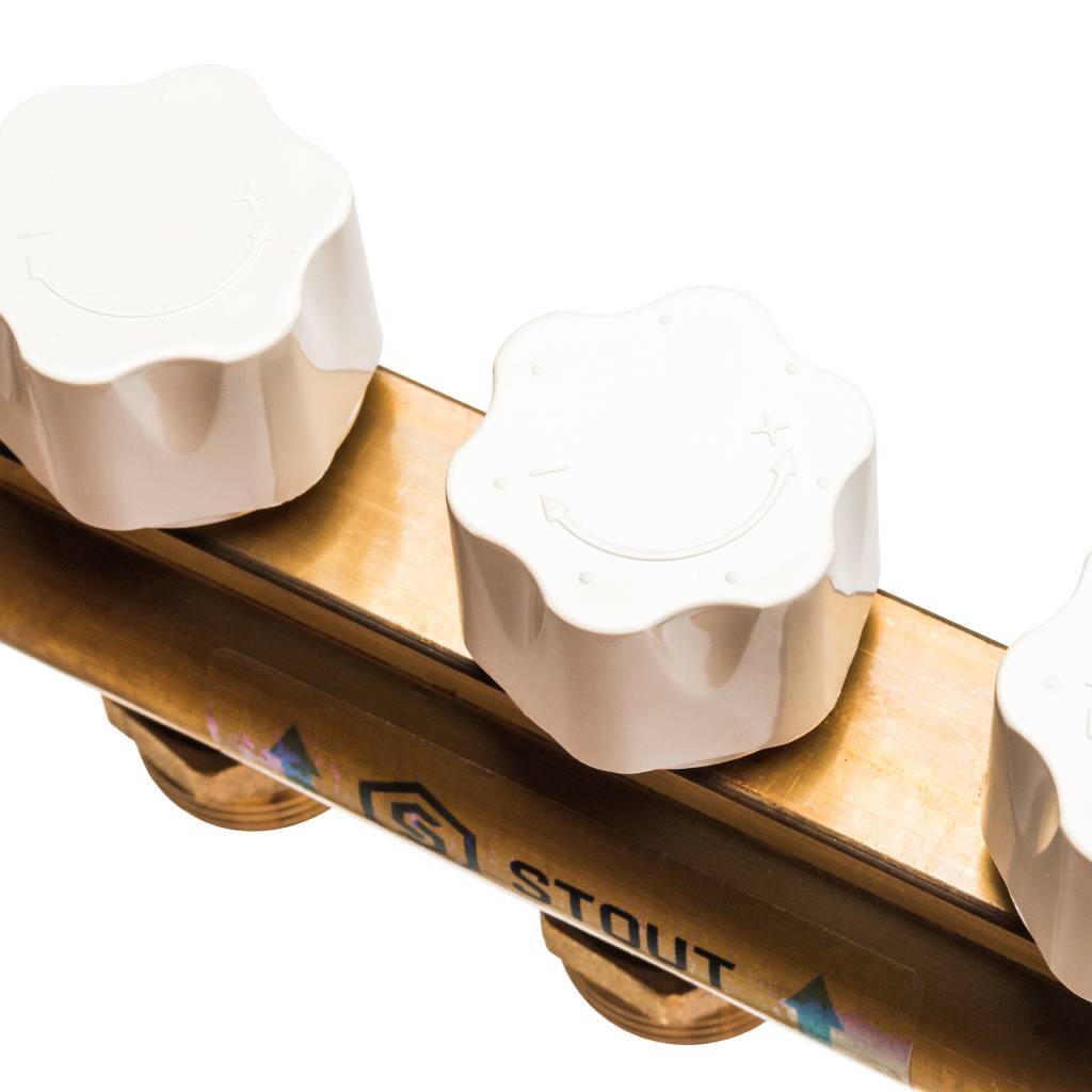 Распределительный коллектор из латуни без расходомеров STOUT 9 выходов, SMB 0468 000009