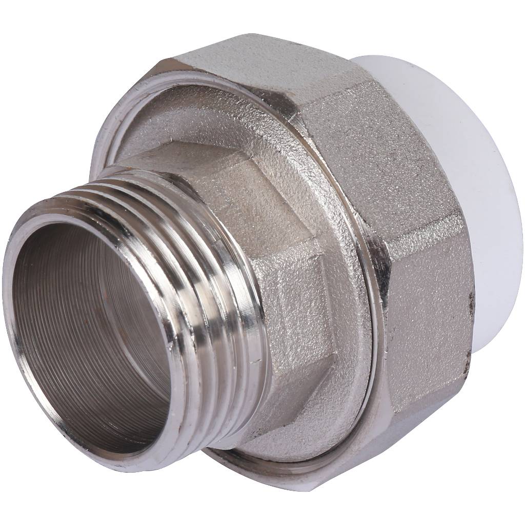 Муфта разъемная с наружной резьбой Политэк 32х1 для полипропиленовых труб под сварку (цвет белый), 9800003201