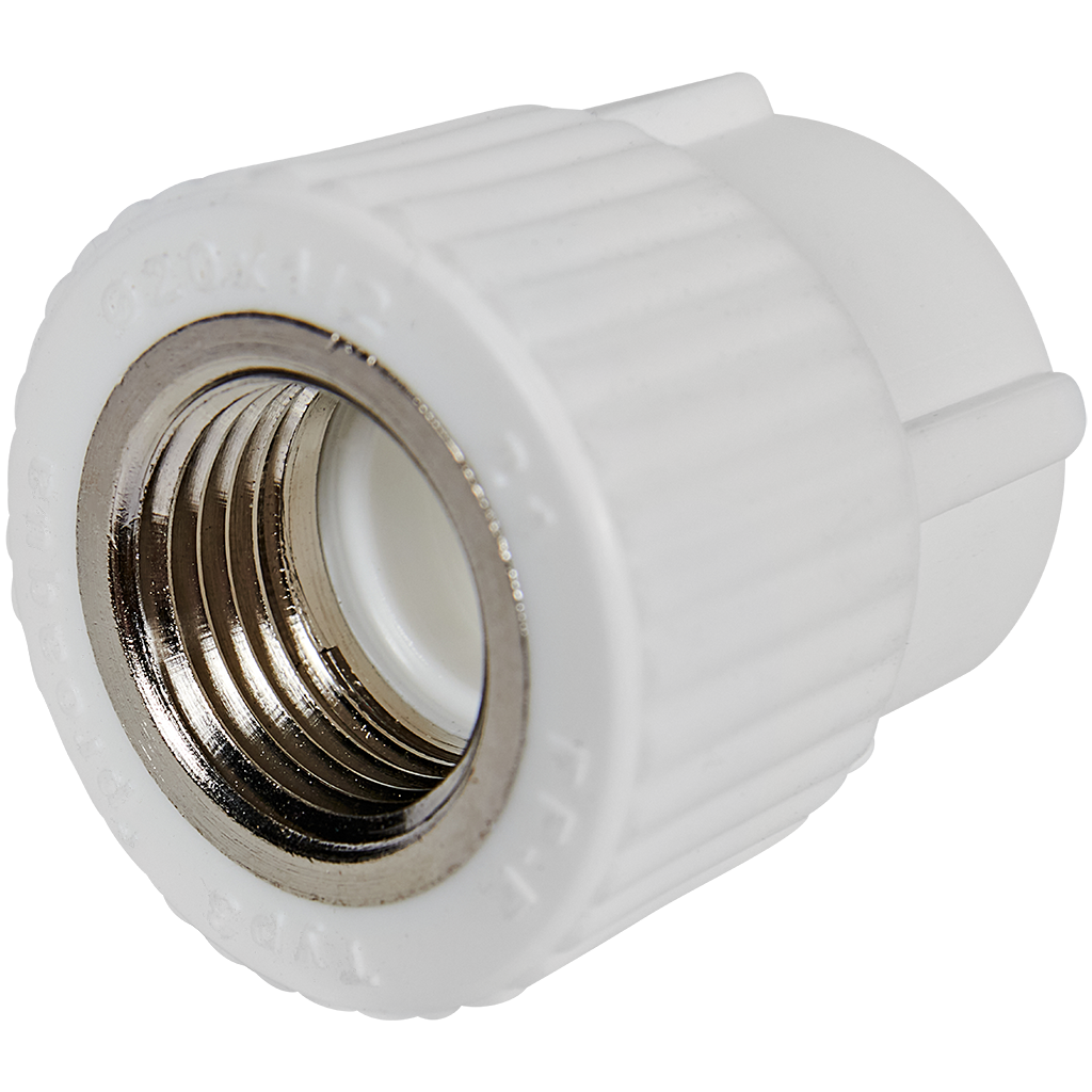Муфта комбинированная Pro Aqua d= 20-1/2 PP-R ВР Белая