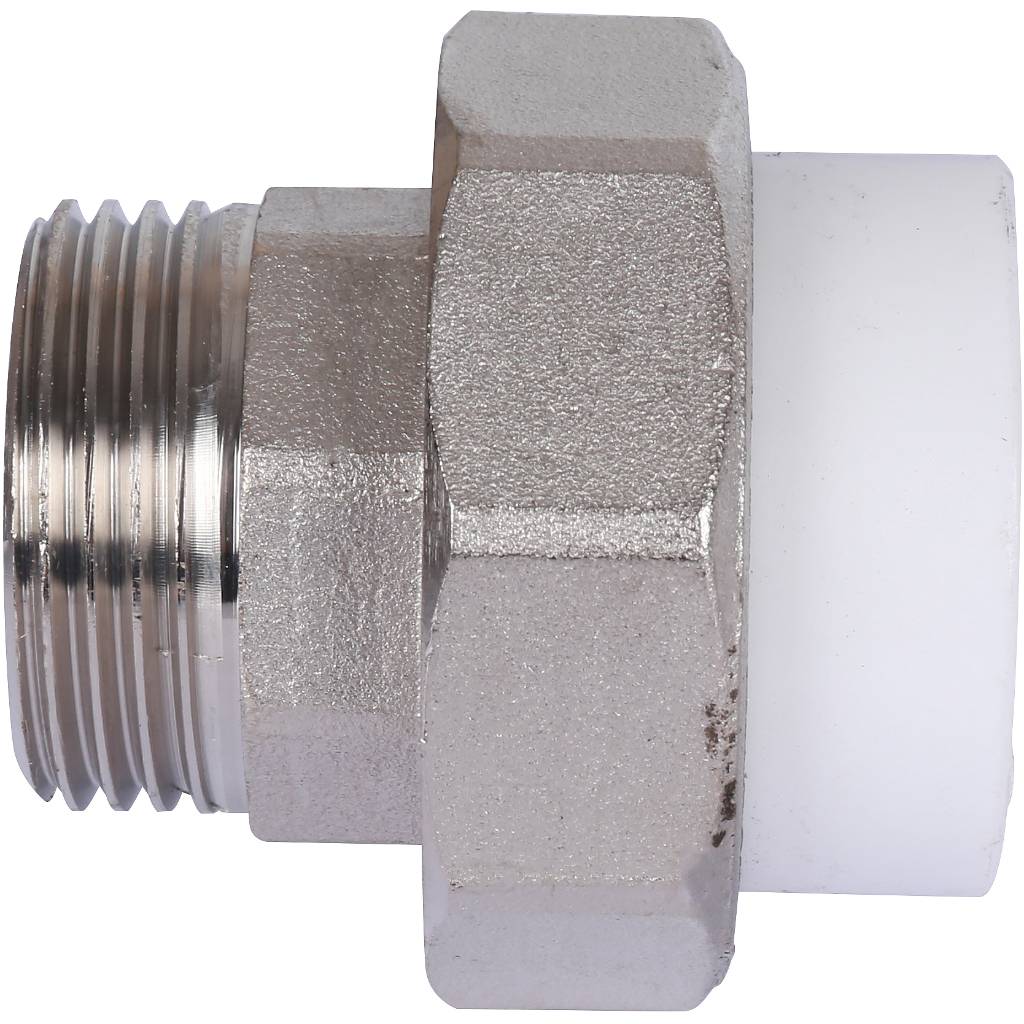 Муфта разъемная с наружной резьбой Политэк 32х1 для полипропиленовых труб под сварку (цвет белый), 9800003201