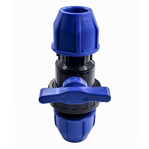 Кран шаровой компрессионный, полипропилен 25, для полиэтиленовых труб, РТП