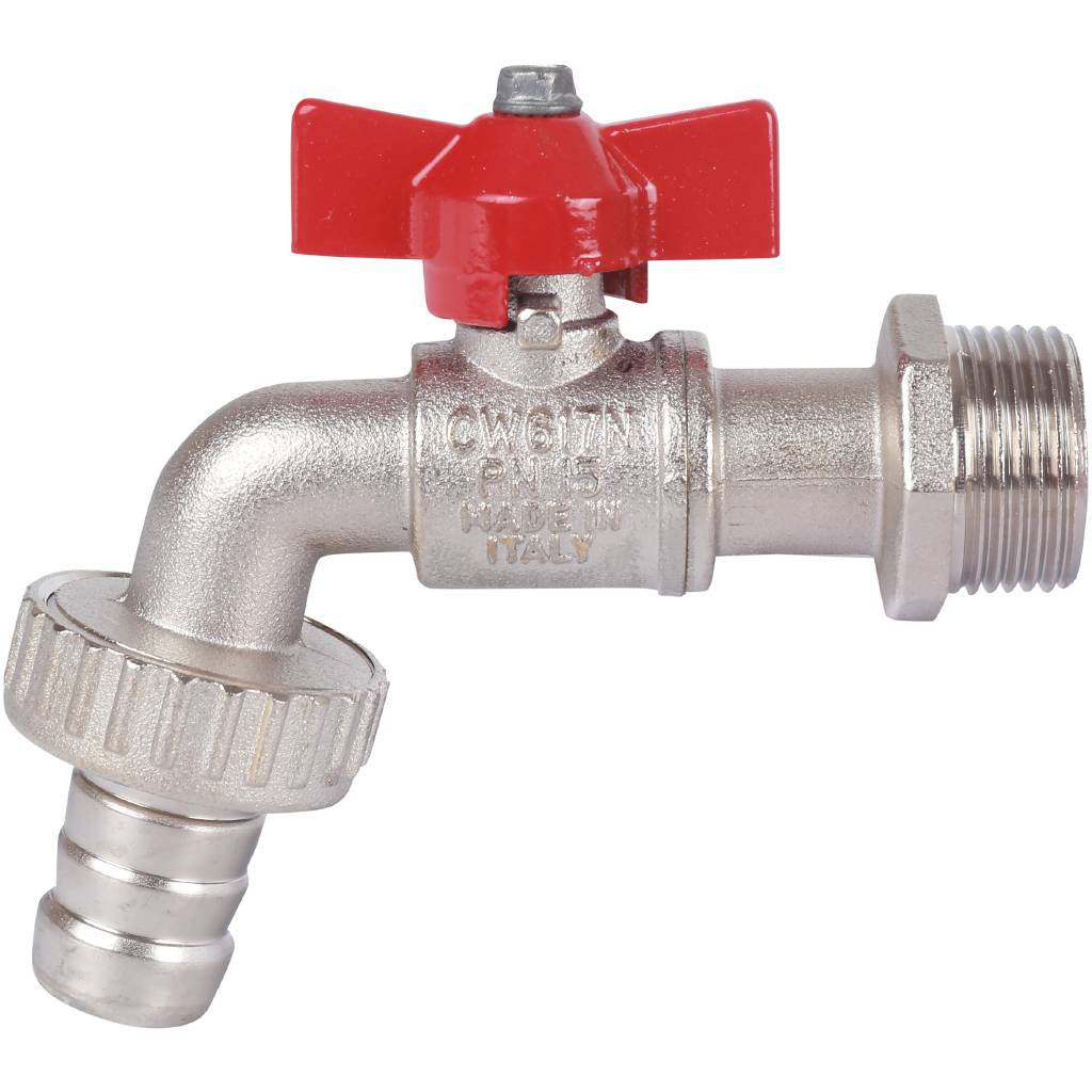 Шаровой сливной кран Itap 168 3/4 GAR с латунным штуцером, ручка-бабочка, 28581