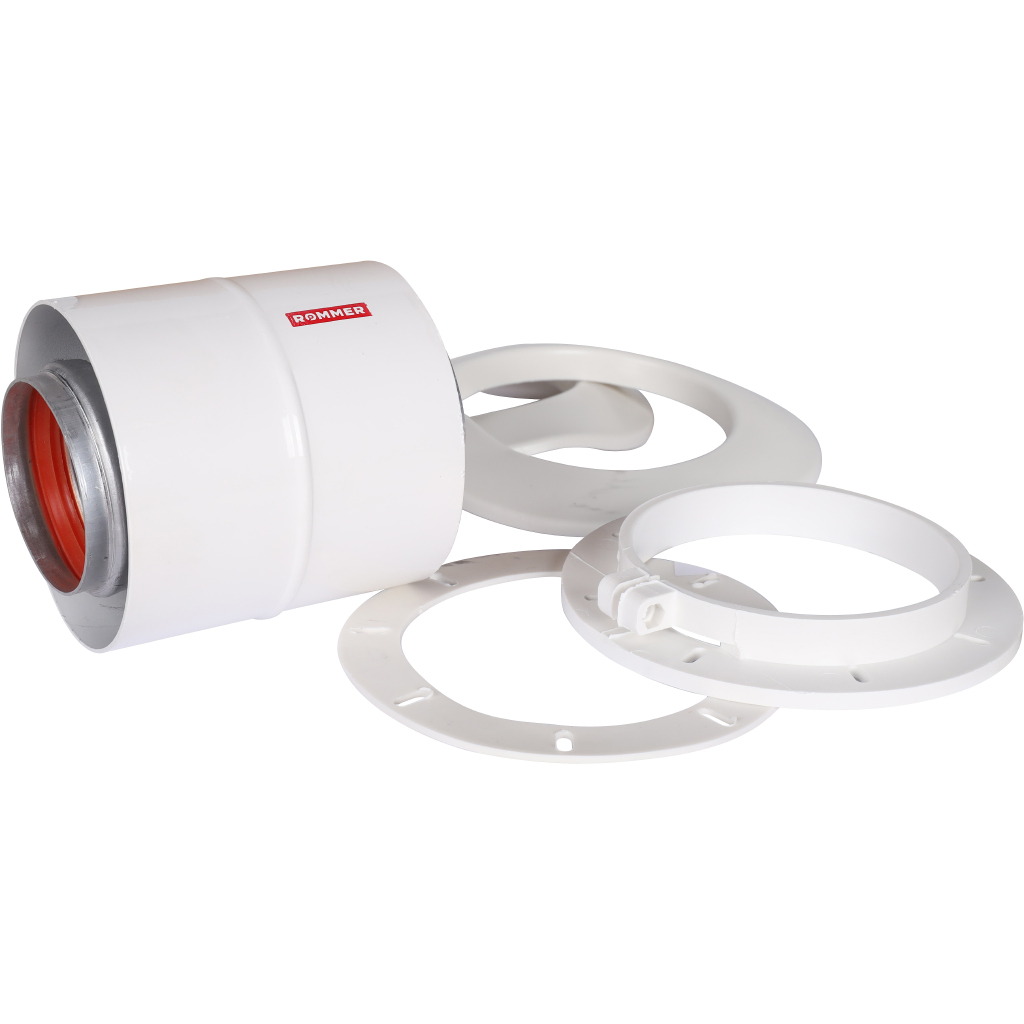 Начальный участок традиционный вертикальный коаксиальный ROMMER D60(м-м)/100(п-п) (Bosch, Buderus, Navien S/C/E, Baxi ECO Nova/Classic, Лемакс) в комп. фланец, RCA-6010-240100