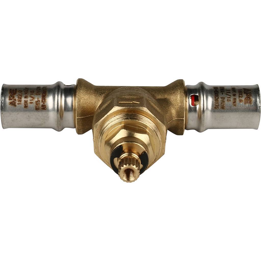 Вентиль с хромированной ручкой STOUT 16х16 для металлопластиковых труб прессовой, SFP-0014-001616