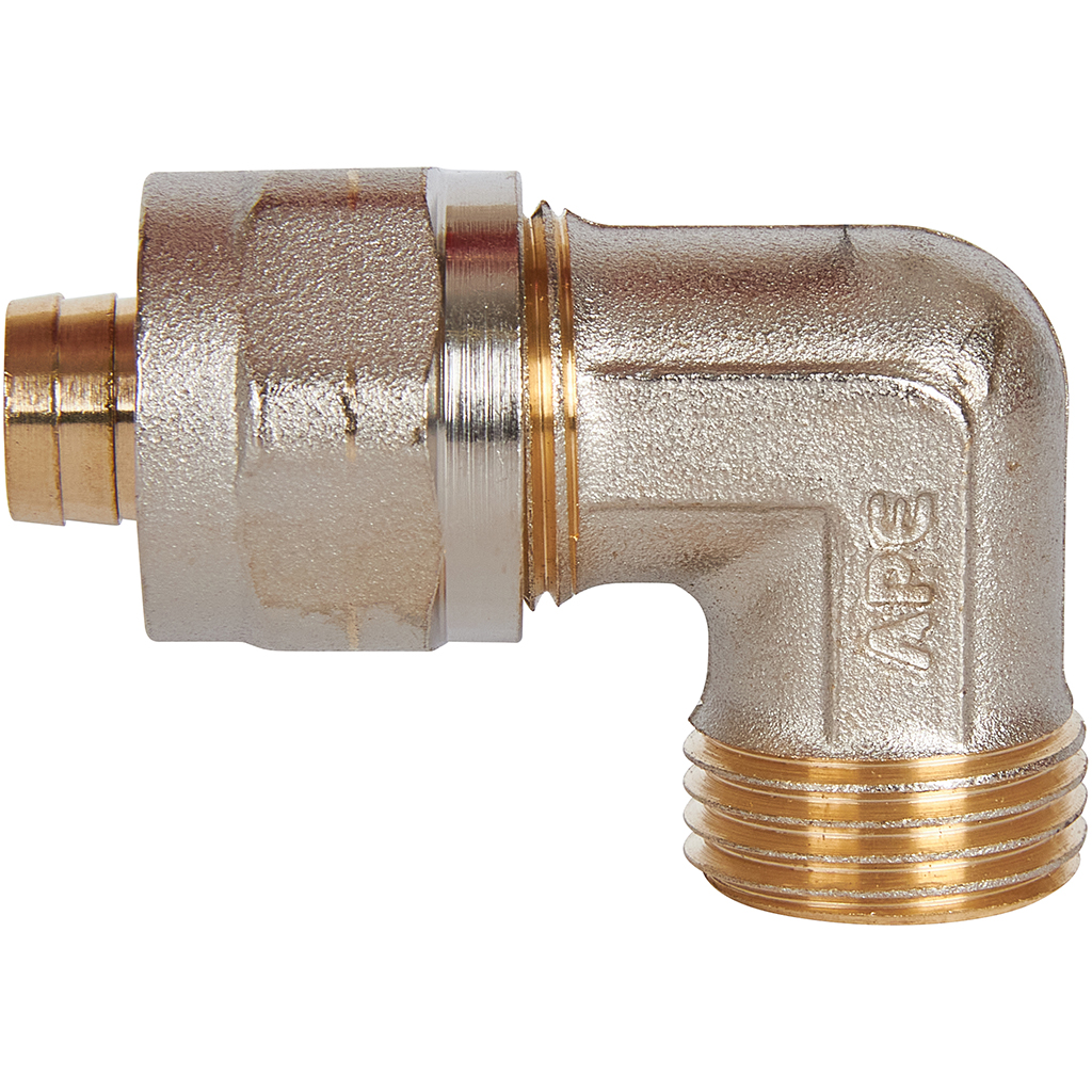 Угольник-переходник STOUT с наружной резьбой 1/2 х16 для металлопластиковых труб винтовой, SFS-0006-001216