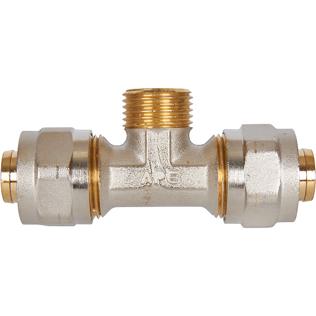 Тройник-переходник STOUT с наружной резьбой 1/2 х20 для металлопластиковых труб винтовой, SFS-0011-001220