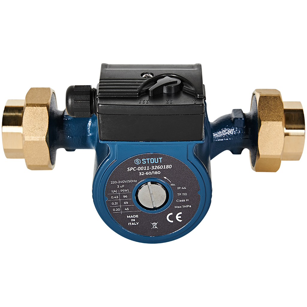 Циркуляционный насос STOUT 32-60/180 220/240V 50Hz с латунными гайками G2 x Rp 1 1/4, SPC-0011-3260180