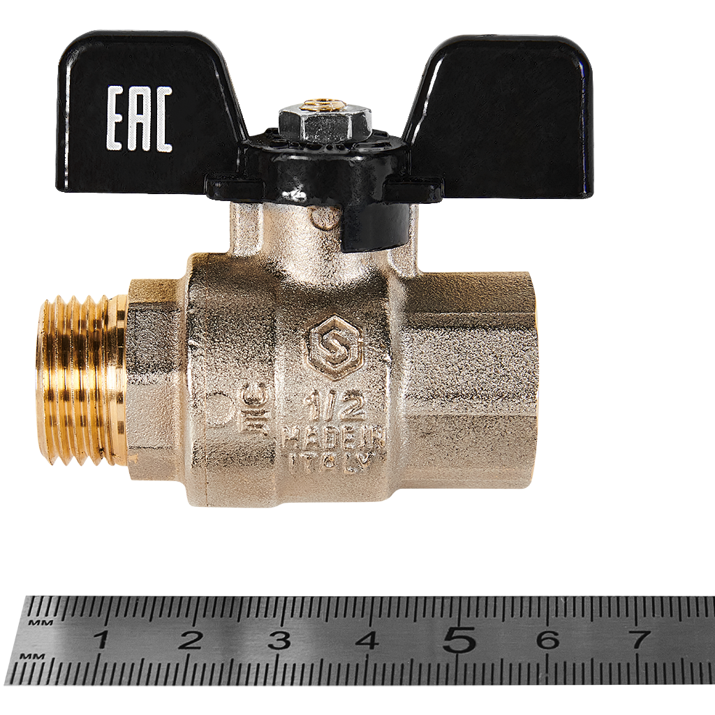 Кран шаровой полнопроходной STOUT ВР/НР ручка бабочка 1/2