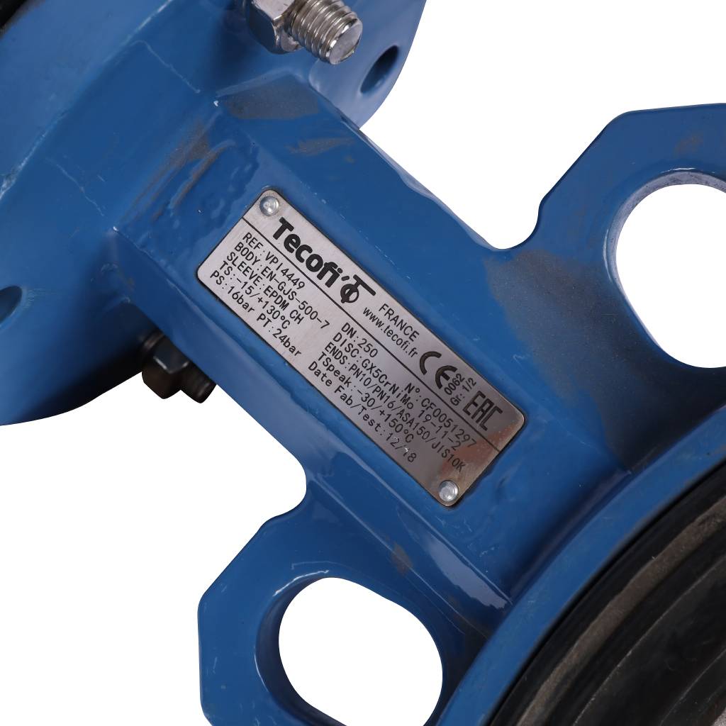 *VPI4449-02EP0250 Tecofi Затвор дисков.поворотный, корпус ковкий чугун, диск нж сталь VPI4449 Ду250 Ру16 EP, VPI4449-02EP0250