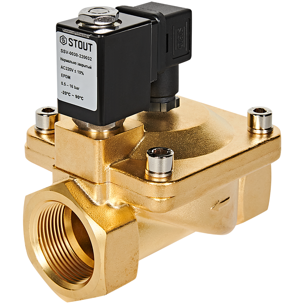 Клапан соленоидный (электромагнитный) STOUT непрямого (пилотного) действия НЗ 220В G1 1/4 SSV-0030-220032