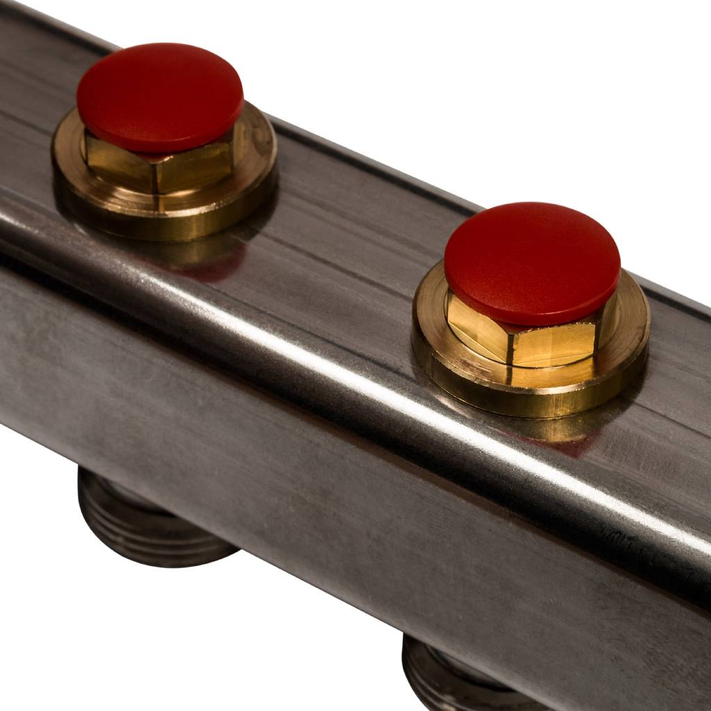 Коллектор из нержавеющей стали без расходомеров, с клапаном вып. воздуха и сливом STOUT 6 выходов, SMS-0932-000006