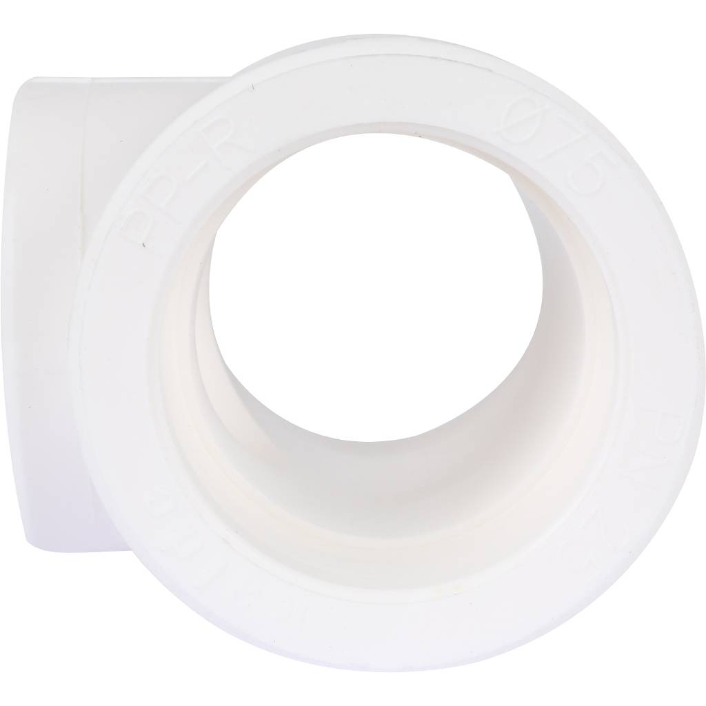 Тройник переходной Kalde 75х63х75 для полипропиленовых труб под сварку (цвет белый)