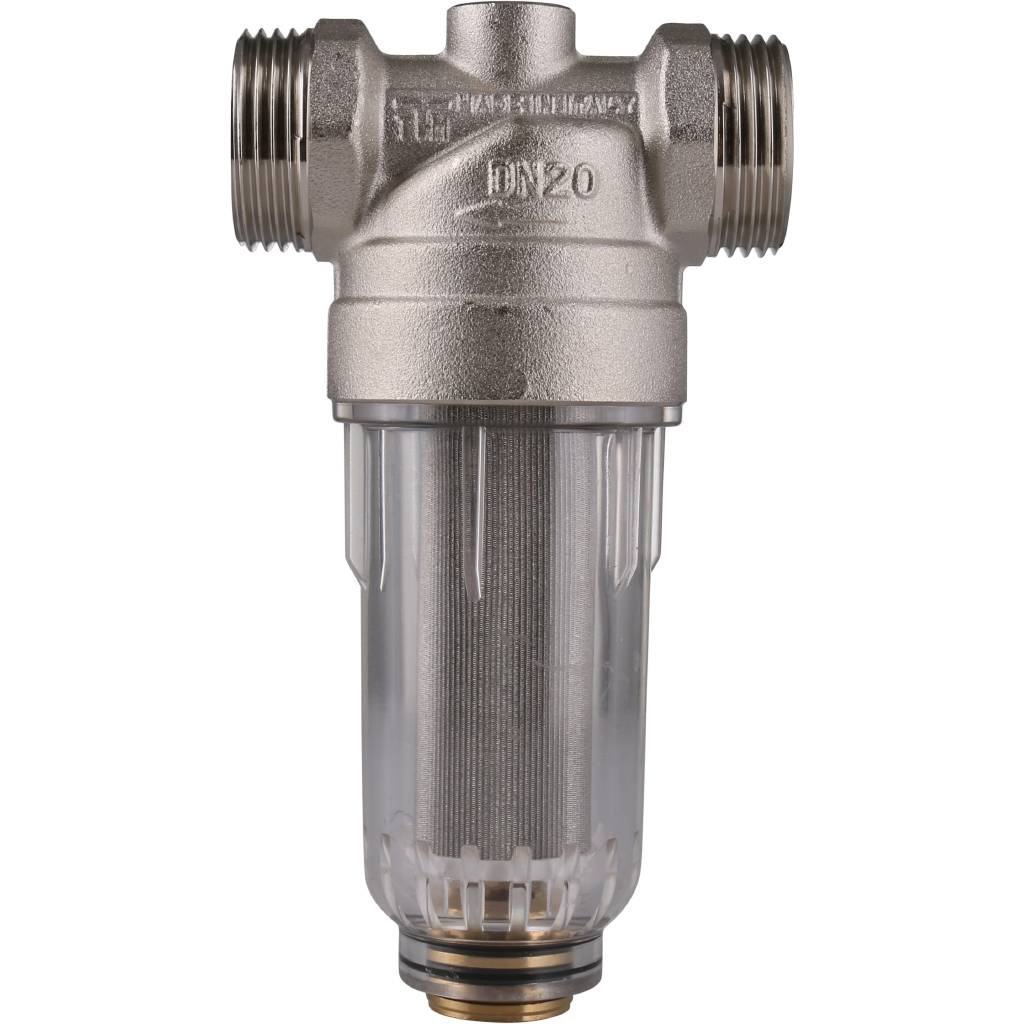 Фильтр с манометром TIEMME 3/4 со сгонами, с прозрачной пластиковой колбой, промывной, 3130006