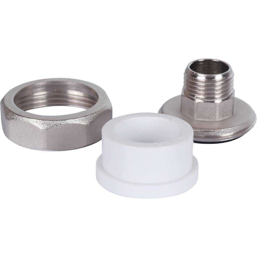 Муфта разъемная с наружной резьбой Политэк 25х1/2 для полипропиленовых труб под сварку (цвет белый), 9800002512