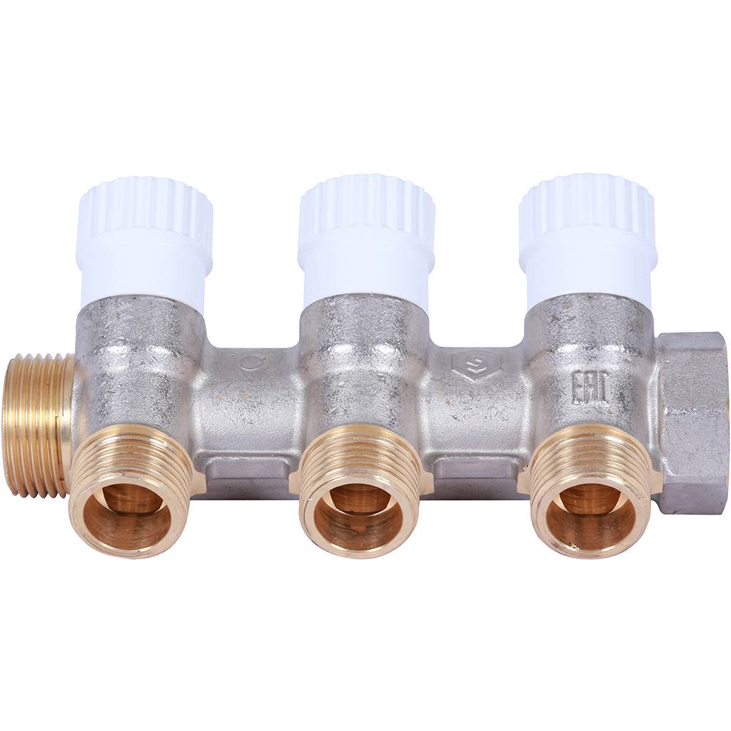 Коллектор распределительный STOUT 3/4, 3 отвода 1/2  плоское уплотнение SMB 6852 341203