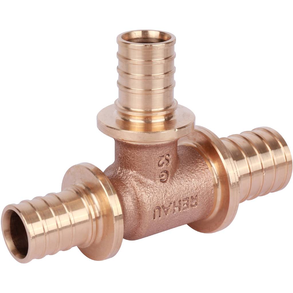 Тройник РЕХАУ RAUTITAN PLATINUM с уменьшенным боковым и торцевым проходами 32-25-25RX для труб из сшитого полиэтилена аксиальный