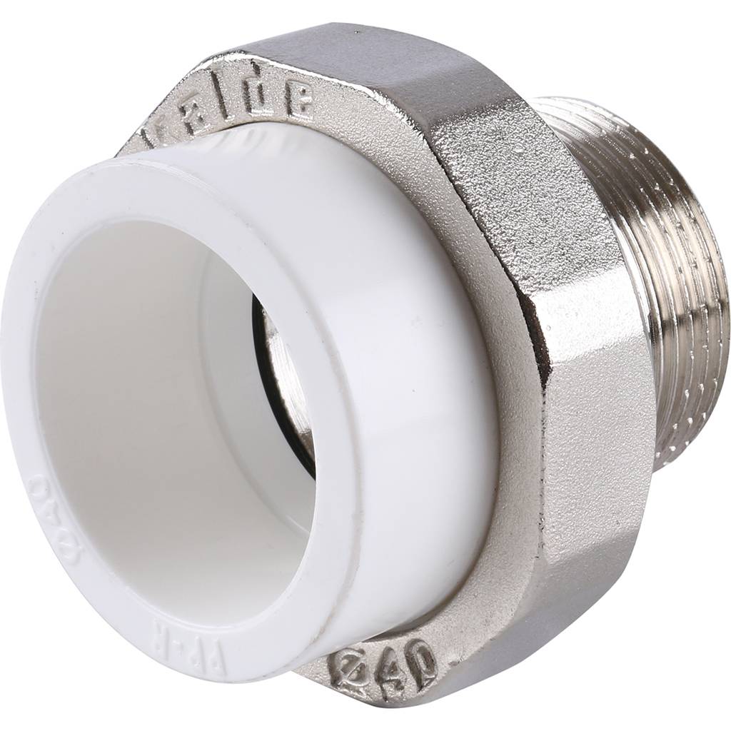 Муфта разъемная Kalde с наружной резьбой 40х1 1/4 для полипропиленовых труб под сварку (цвет белый), 3252-tum-401a00