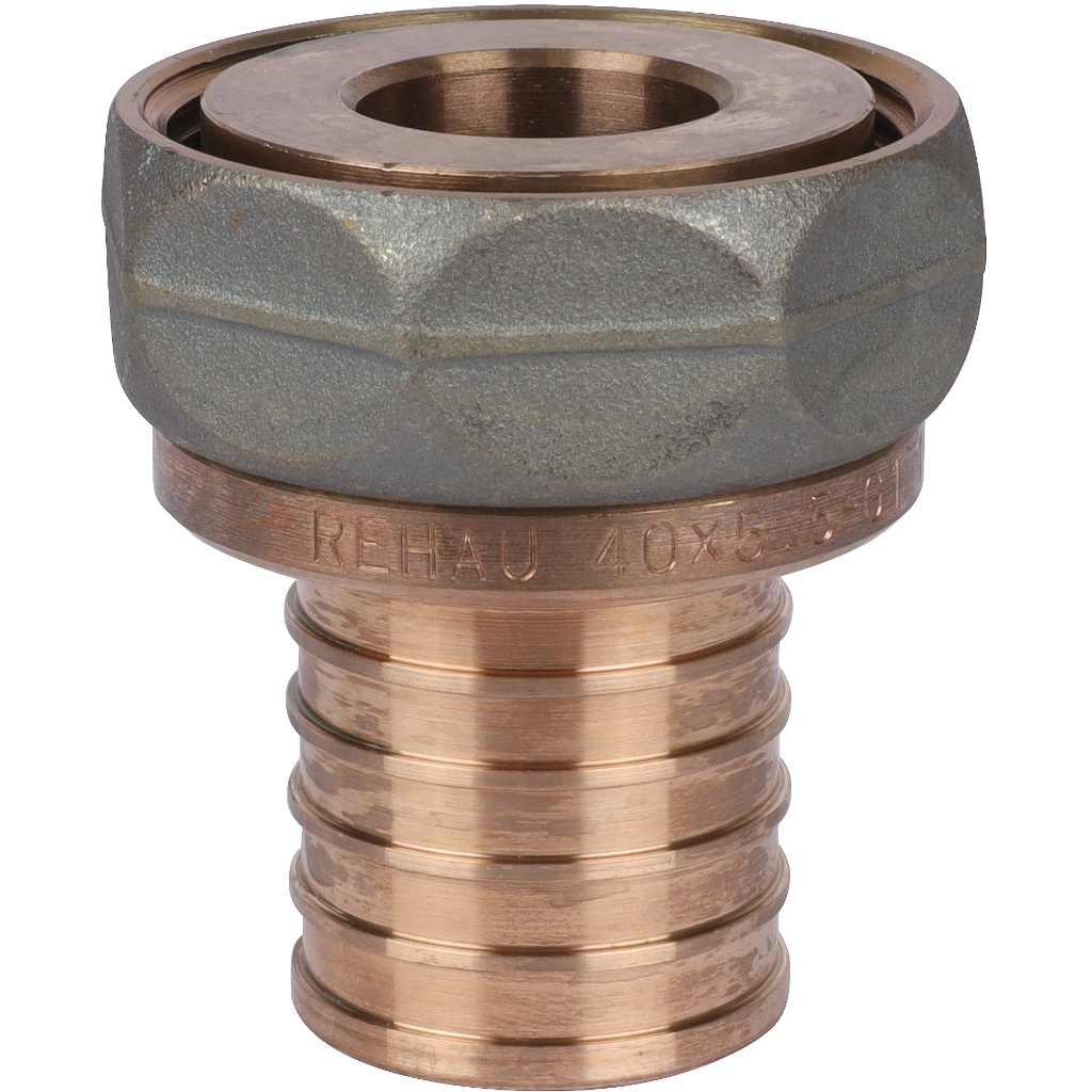 Переходник РЕХАУ RAUTITAN с накидной гайкой 40-G 1 1/2 RX+ для труб из сшитого полиэтилена аксиальный, 14563441001
