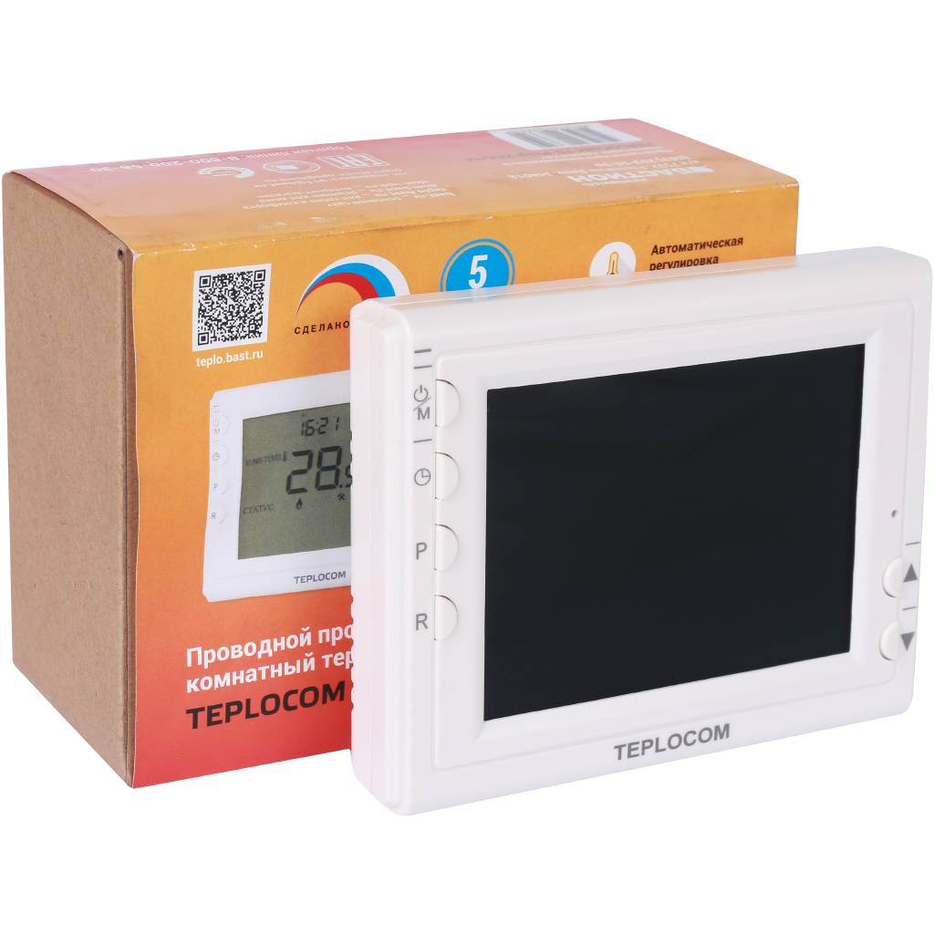 Термостат комнатный Teplocom TS-Prog-2AA/8A, проводной, прогр., реле 250В, 8А