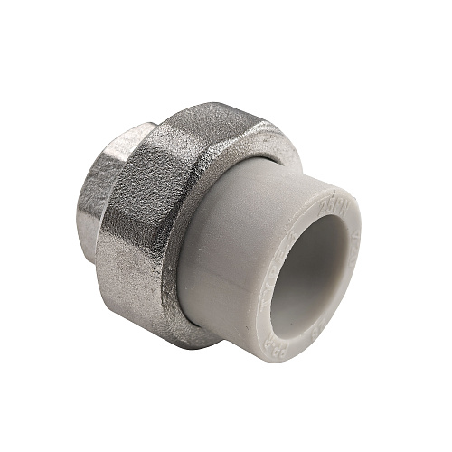 Муфта комбинированная разъемная (Американка) PPR внутренняя резьба 20х 1/2,  серый, RTP