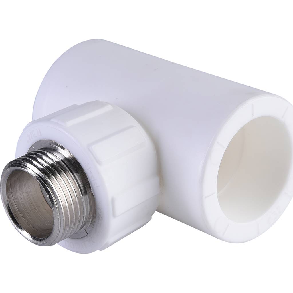 Тройник Политэк 32x3/4 с наружной резьбой для полипропиленовых труб под сварку (цвет белый), 9510003234